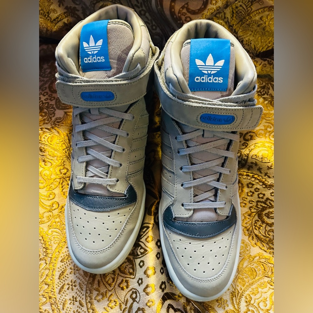 Adidas Forum Mid “ Clay Sesame “ Blue and Gray High-Top Sneakers